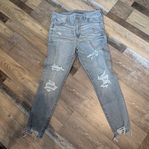 American Eagle Outfitters Light Blue Distressed Skinny Jeans